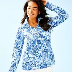 EUC Lilly Pulitzer UPF 50+ SKIPPER POPOVER Royal Purple 60 Animals Size XXL